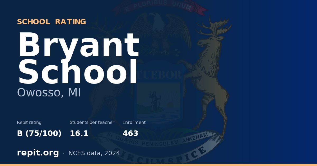 Bryant School, Owosso, MI — Repit school rating B (75/100)