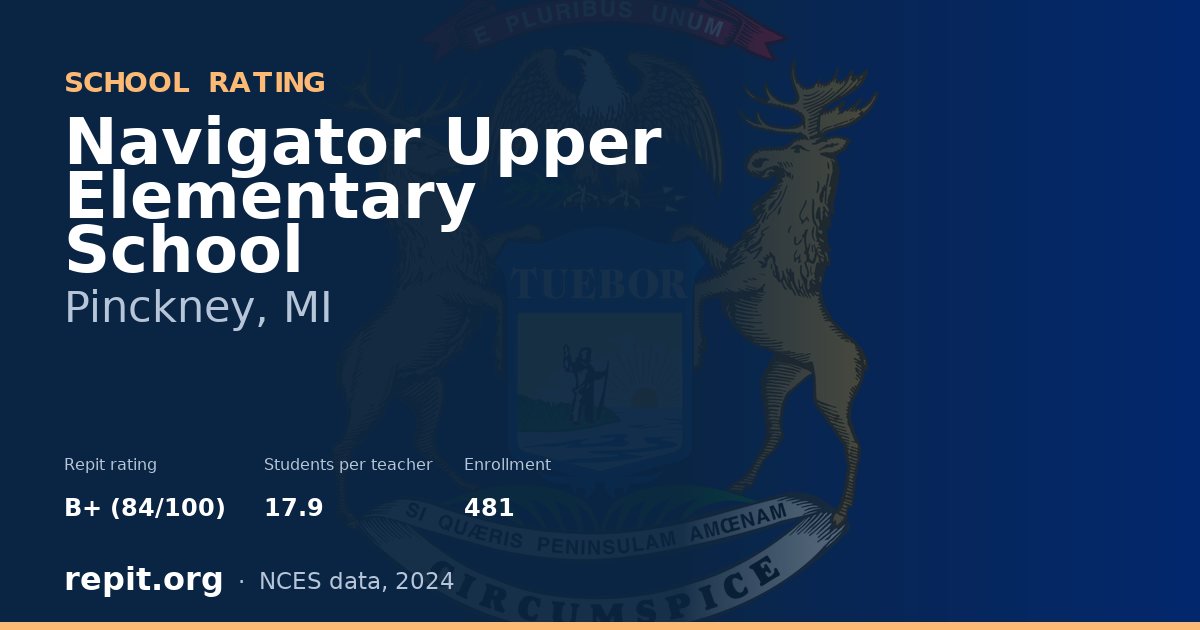 Navigator Upper Elementary School, Pinckney, MI — Repit school rating B+ (84/100)