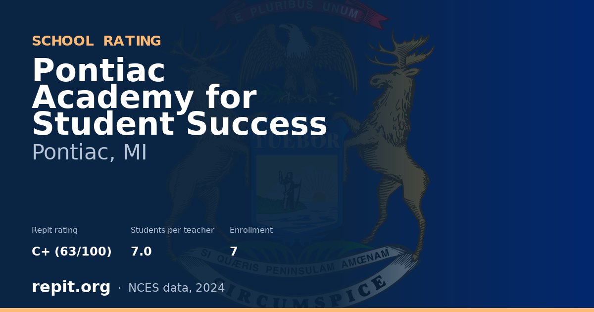 Pontiac Academy for Student Success, Pontiac, MI — Repit school rating C+ (63/100)
