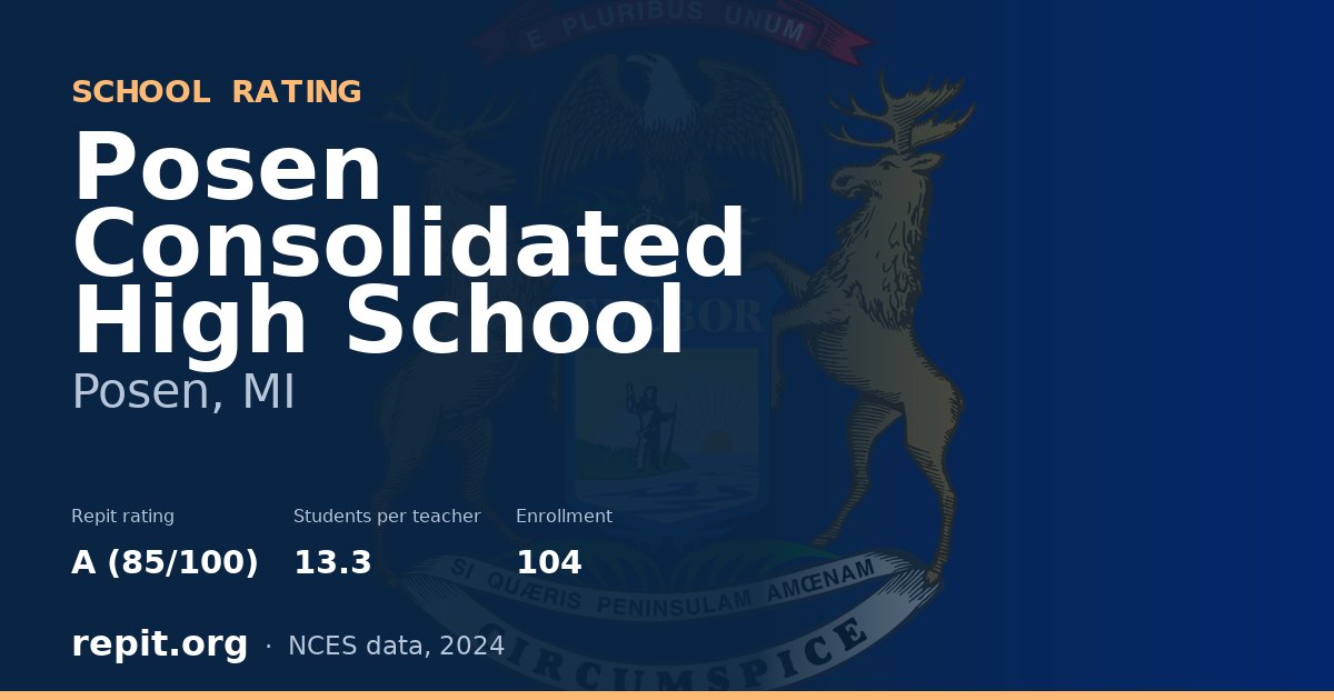 Posen Consolidated High School, Posen, MI — Repit school rating A (85/100)