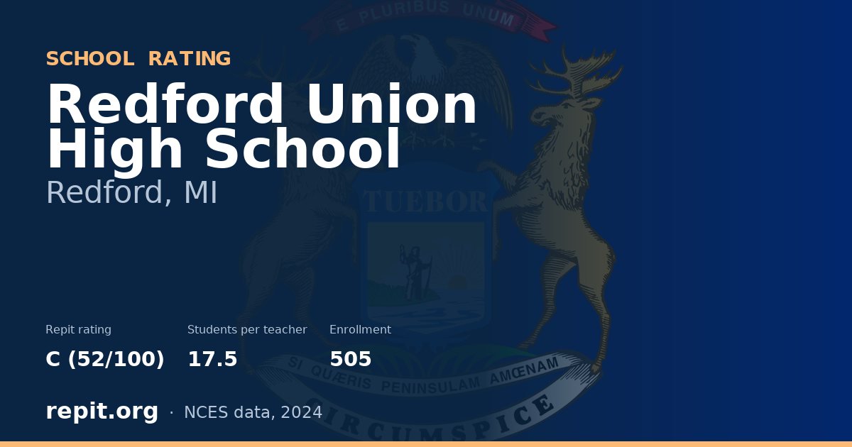 Redford Union High School, Redford, MI — Repit school rating C (52/100)