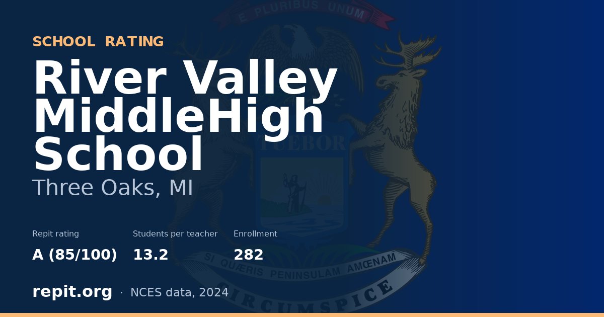 River Valley MiddleHigh School, Three Oaks, MI — Repit school rating A (85/100)