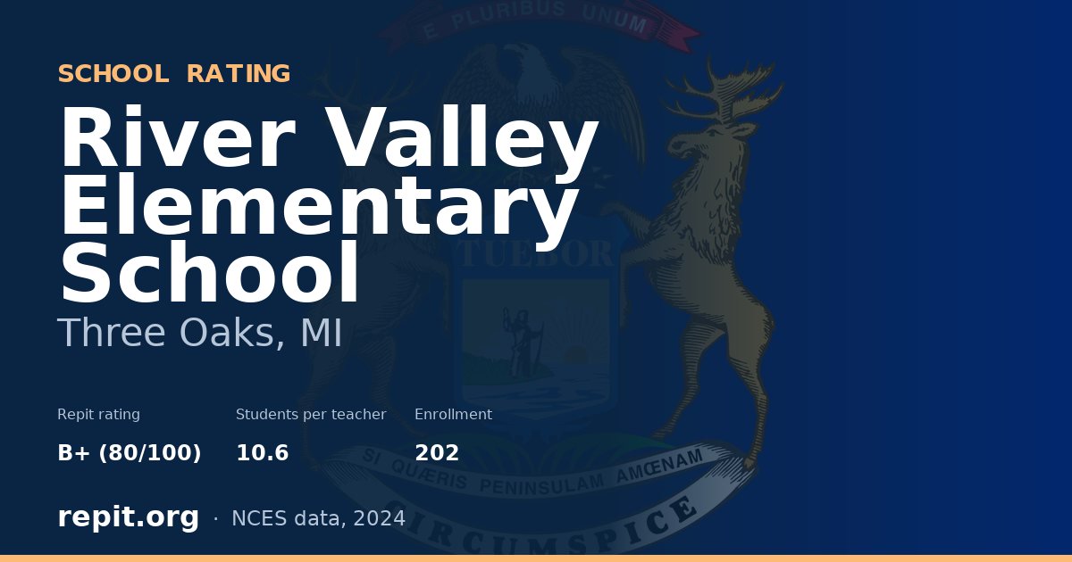 River Valley Elementary School, Three Oaks, MI — Repit school rating B+ (80/100)