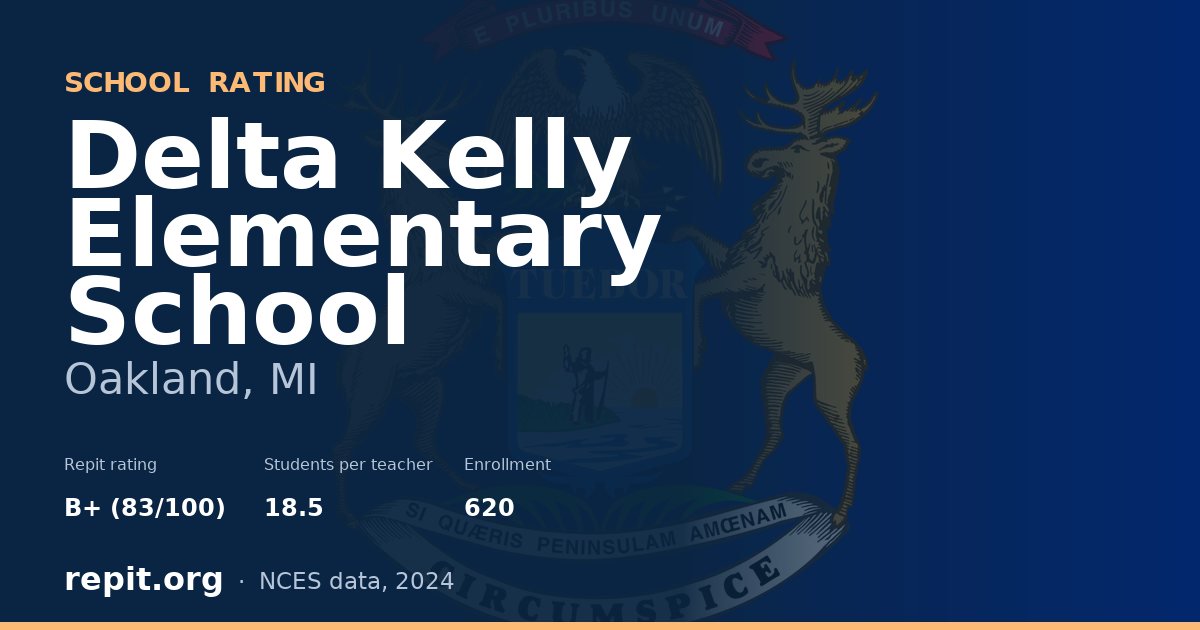 Delta Kelly Elementary School, Oakland, MI — Repit school rating B+ (83/100)