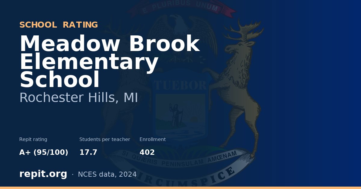 Meadow Brook Elementary School, Rochester Hills, MI — Repit school rating A+ (95/100)