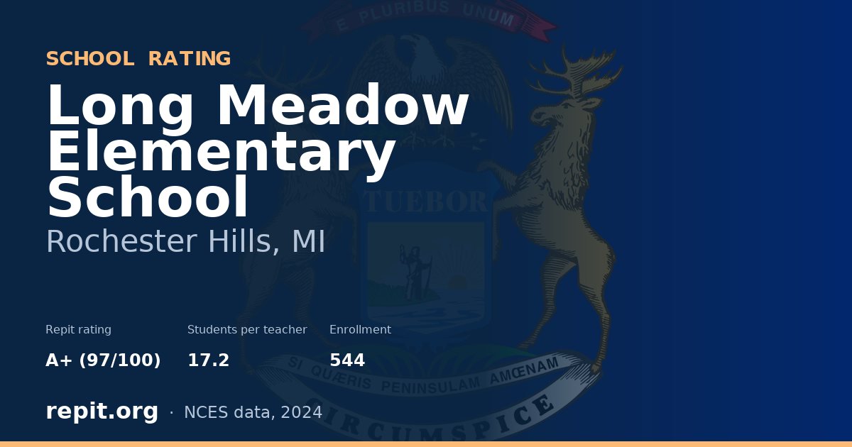 Long Meadow Elementary School, Rochester Hills, MI — Repit school rating A+ (97/100)