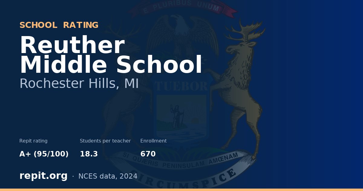 Reuther Middle School, Rochester Hills, MI — Repit school rating A+ (95/100)