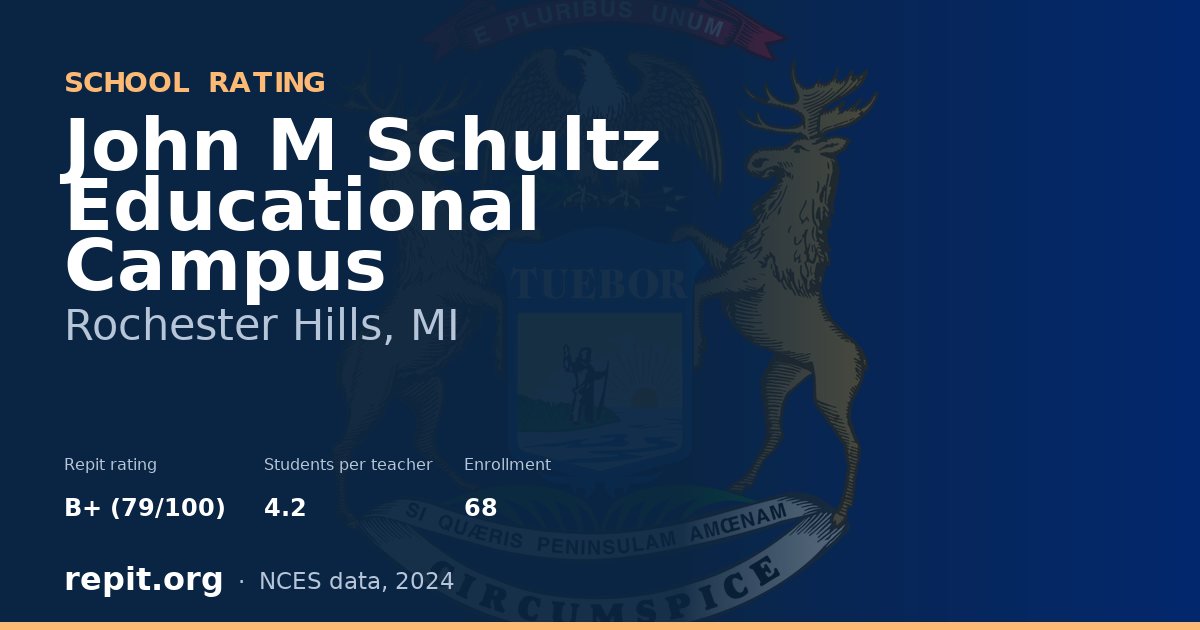 John M Schultz Educational Campus, Rochester Hills, MI — Repit school rating B+ (79/100)