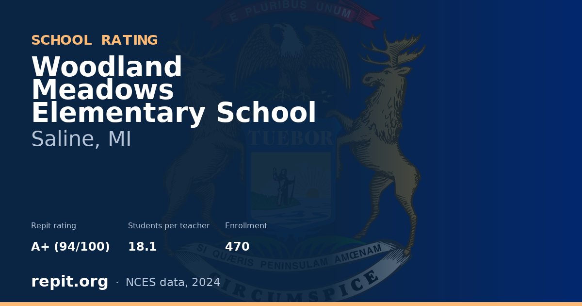 Woodland Meadows Elementary School, Saline, MI — Repit school rating A+ (94/100)