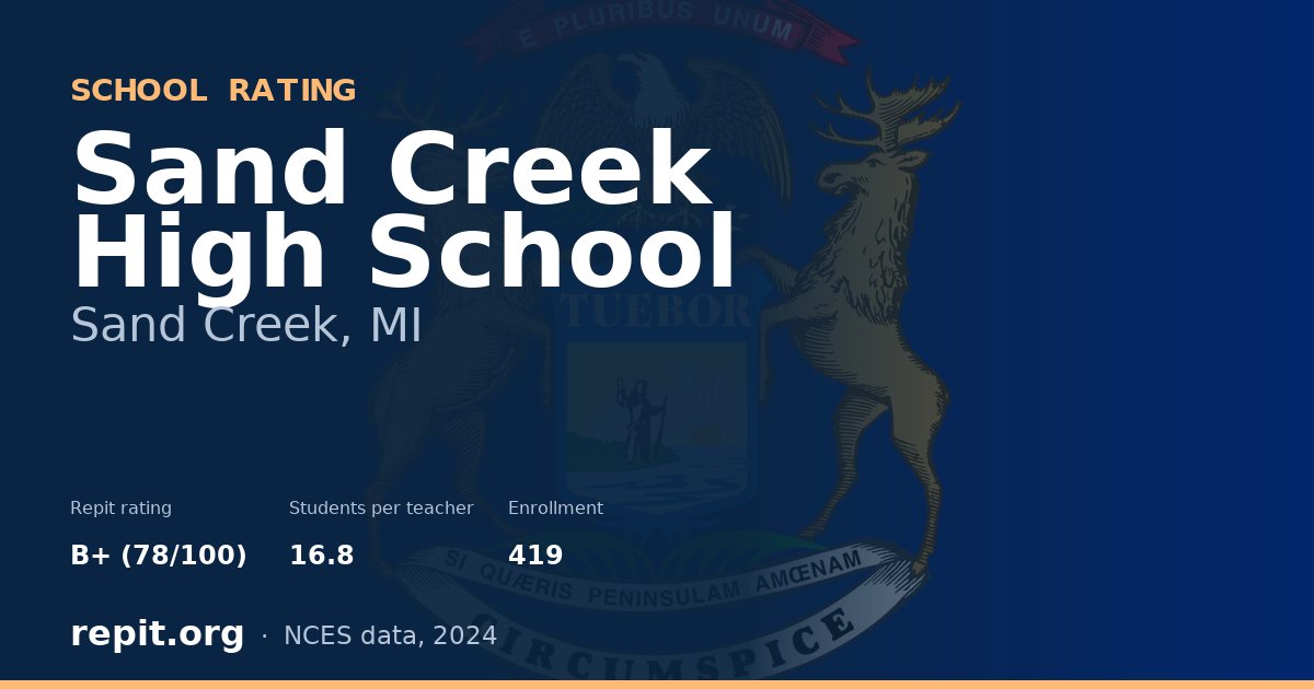 Sand Creek High School, Sand Creek, MI — Repit school rating B+ (78/100)
