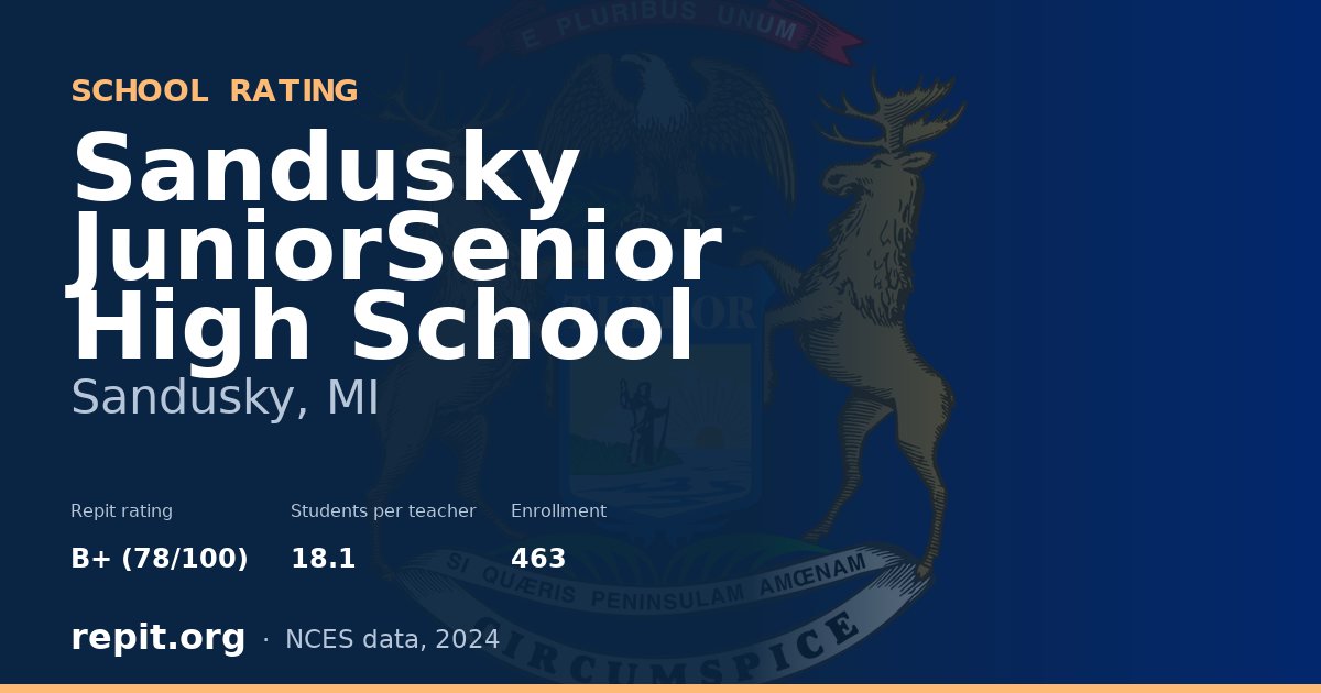 Sandusky JuniorSenior High School, Sandusky, MI — Repit school rating B+ (78/100)