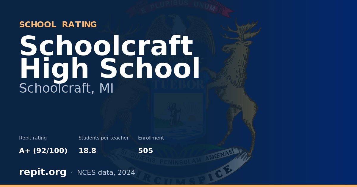 Schoolcraft High School, Schoolcraft, MI — Repit school rating A+ (92/100)