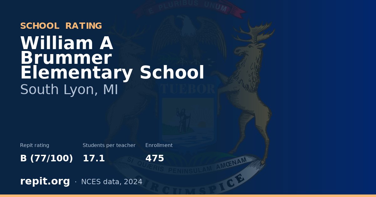 William A Brummer Elementary School, South Lyon, MI — Repit school rating B (77/100)