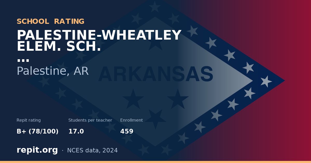 PALESTINE-WHEATLEY ELEM. SCH., Palestine, AR — Repit school rating B+ (78/100)