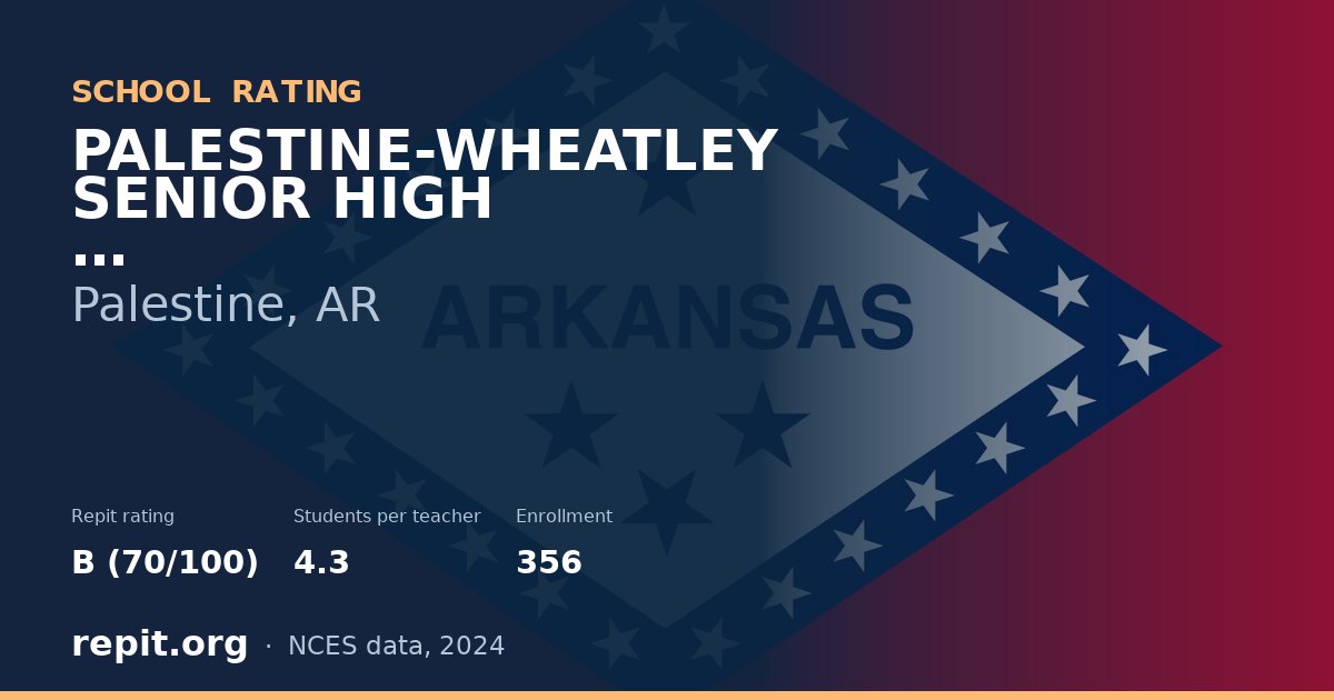 PALESTINE-WHEATLEY SENIOR HIGH, Palestine, AR — Repit school rating B (70/100)