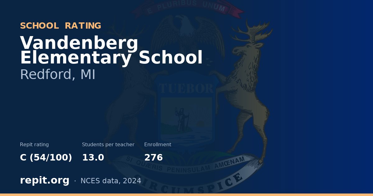 Vandenberg Elementary School, Redford, MI — Repit school rating C (54/100)
