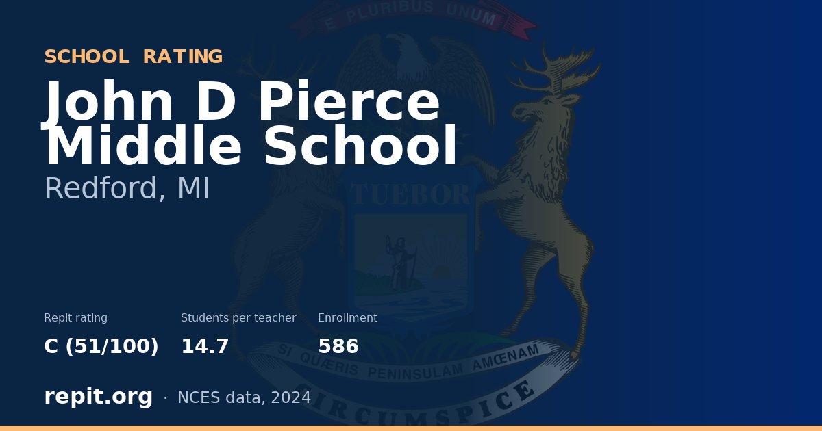 John D Pierce Middle School, Redford, MI — Repit school rating C (51/100)