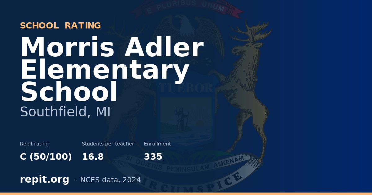 Morris Adler Elementary School, Southfield, MI — Repit school rating C (50/100)