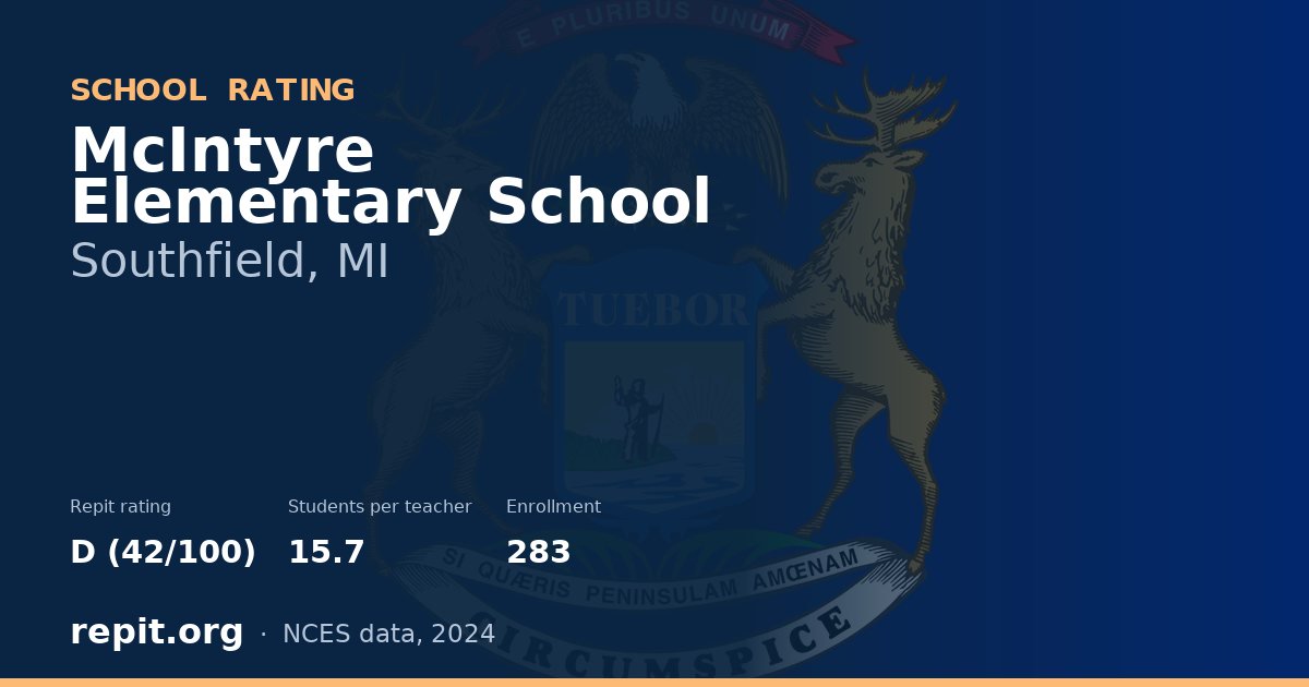 McIntyre Elementary School, Southfield, MI — Repit school rating D (42/100)
