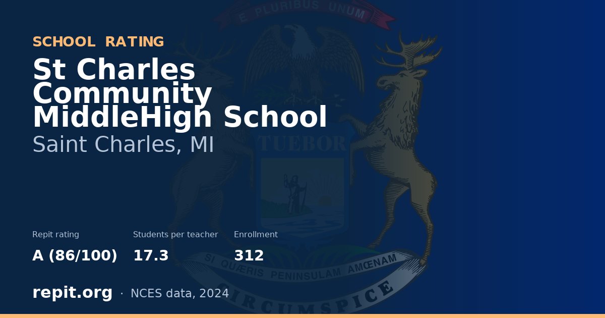 St Charles Community MiddleHigh School, Saint Charles, MI — Repit school rating A (86/100)