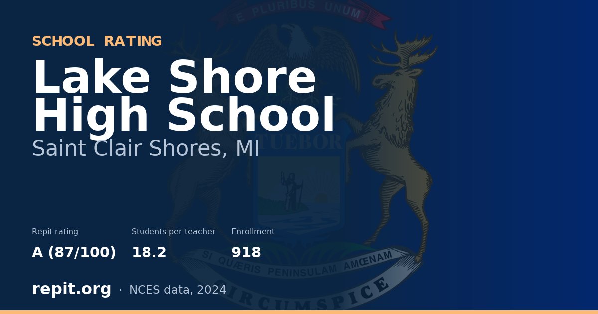 Lake Shore High School, Saint Clair Shores, MI — Repit school rating A (87/100)