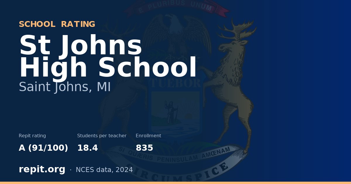 St Johns High School, Saint Johns, MI — Repit school rating A (91/100)