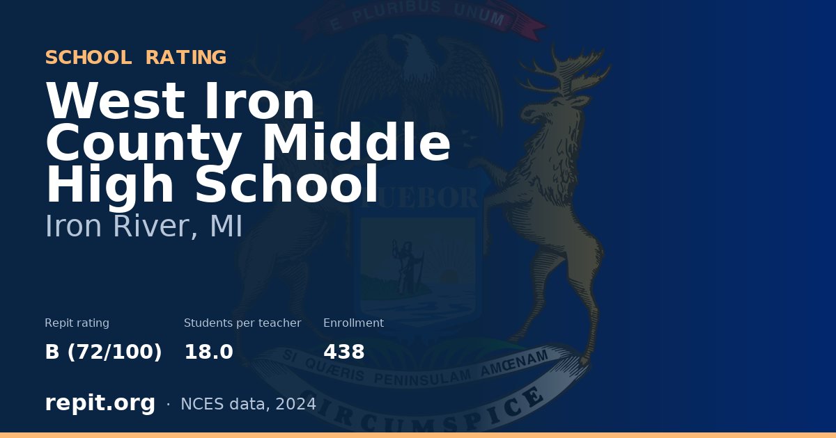 West Iron County Middle High School, Iron River, MI — Repit school rating B (72/100)