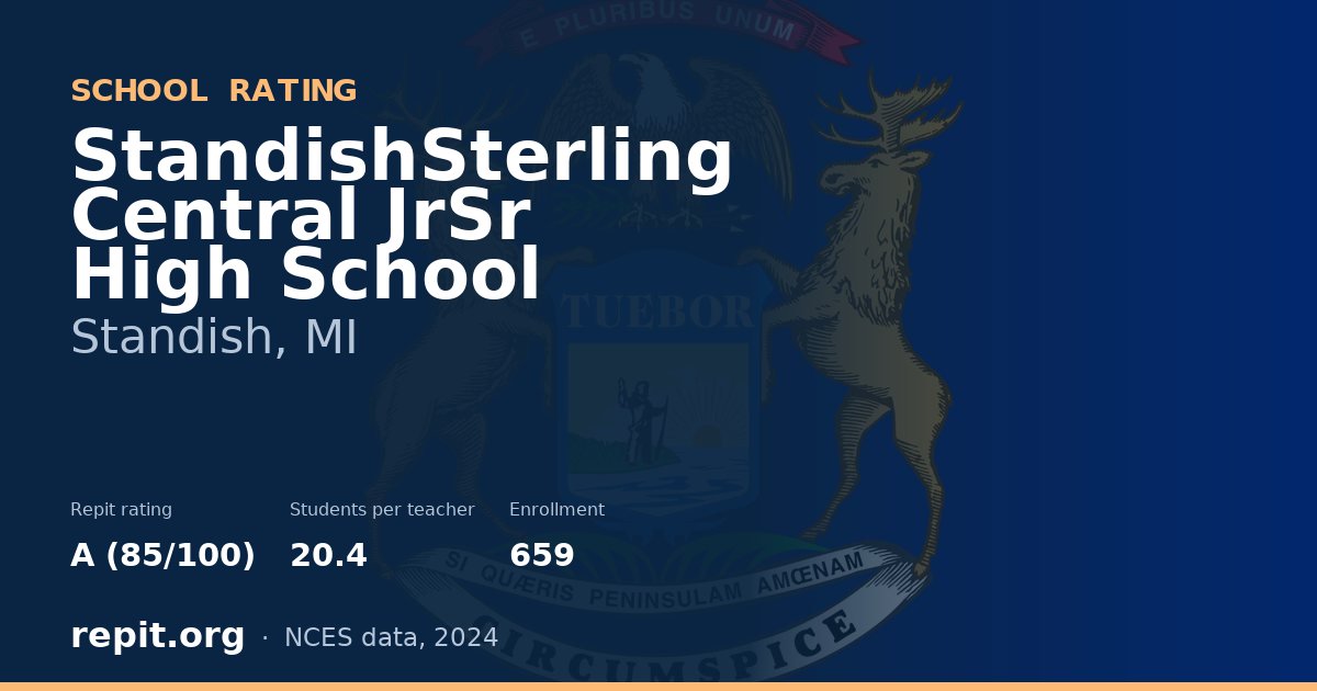 StandishSterling Central JrSr High School, Standish, MI — Repit school rating A (85/100)