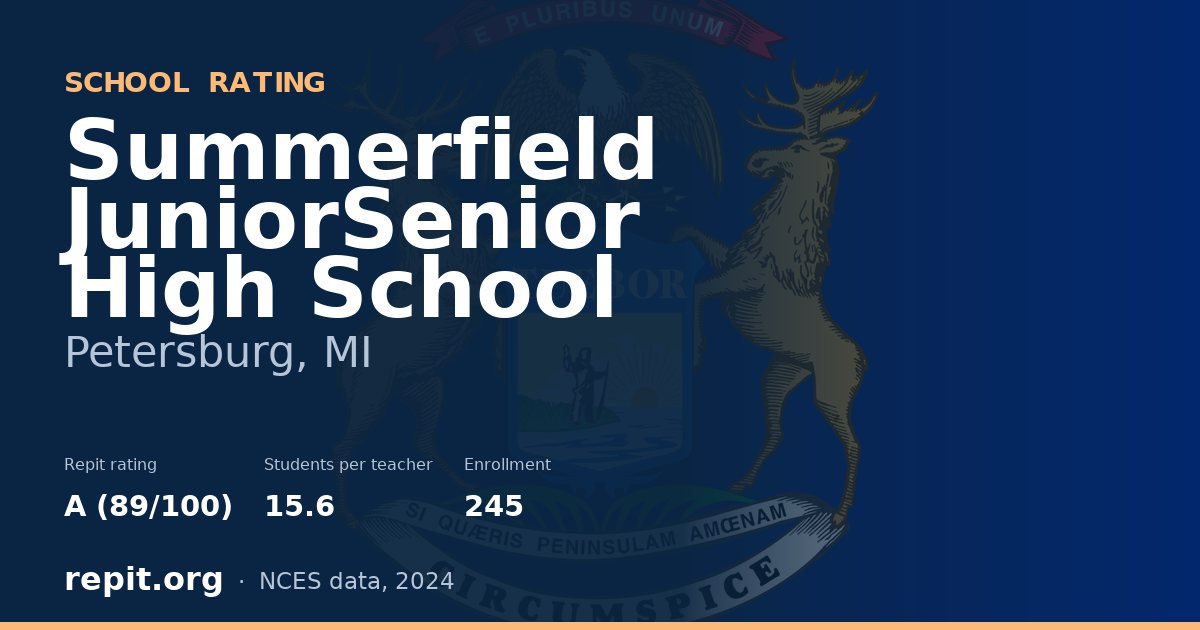 Summerfield JuniorSenior High School, Petersburg, MI — Repit school rating A (89/100)