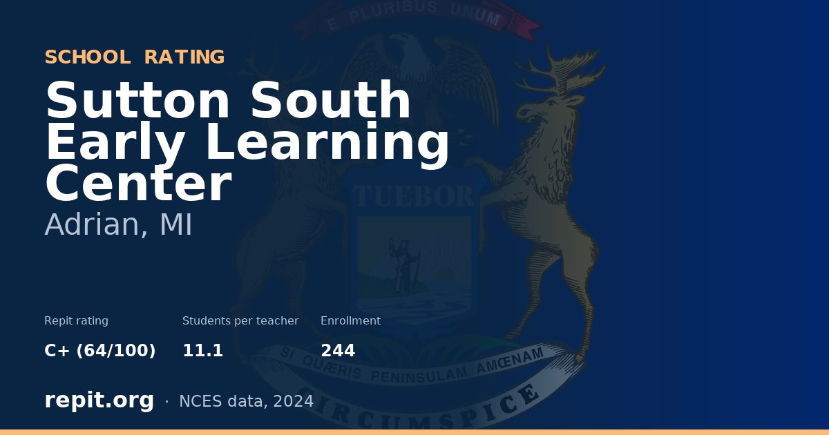 Sutton South Early Learning Center, Adrian, MI — Repit school rating C+ (64/100)