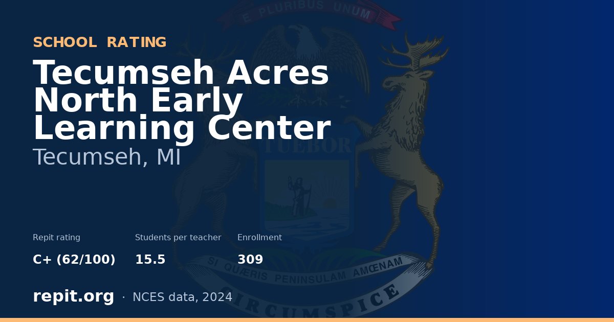 Tecumseh Acres North Early Learning Center, Tecumseh, MI — Repit school rating C+ (62/100)