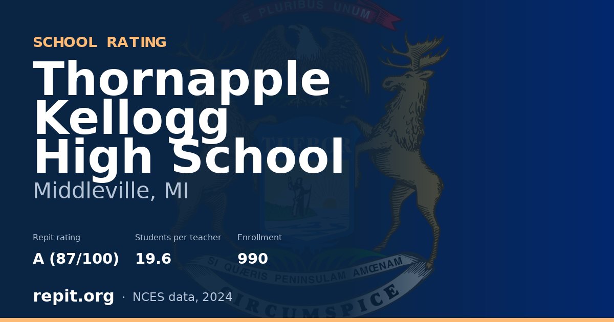 Thornapple Kellogg High School, Middleville, MI — Repit school rating A (87/100)