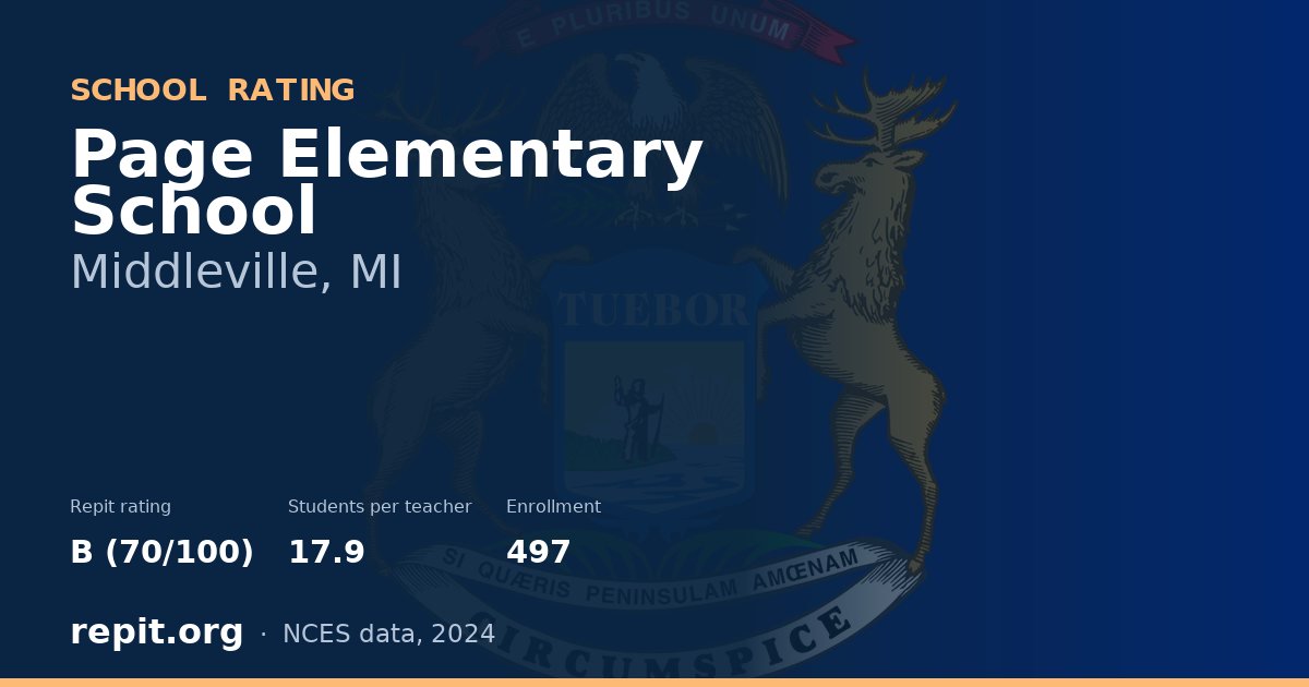 Page Elementary School, Middleville, MI — Repit school rating B (70/100)