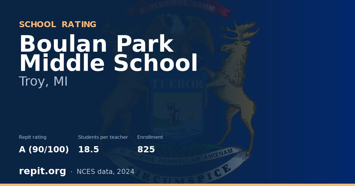 Boulan Park Middle School, Troy, MI — Repit school rating A (90/100)