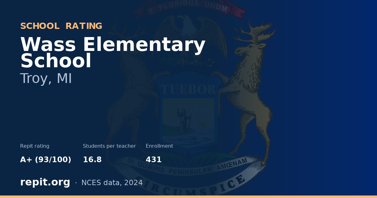 Wass Elementary School, Troy, MI — Repit school rating A+ (93/100)