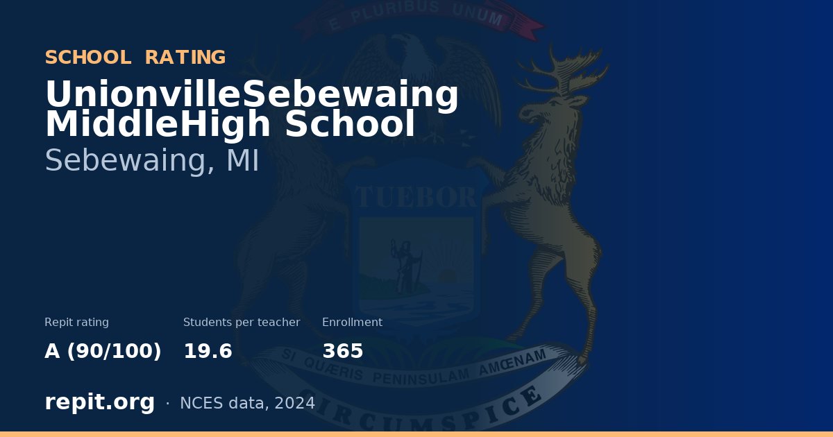 UnionvilleSebewaing MiddleHigh School, Sebewaing, MI — Repit school rating A (90/100)