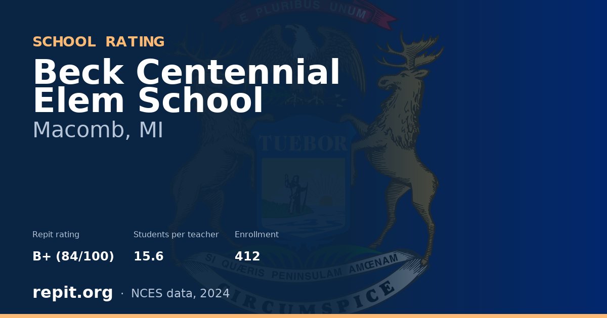 Beck Centennial Elem School, Macomb, MI — Repit school rating B+ (84/100)