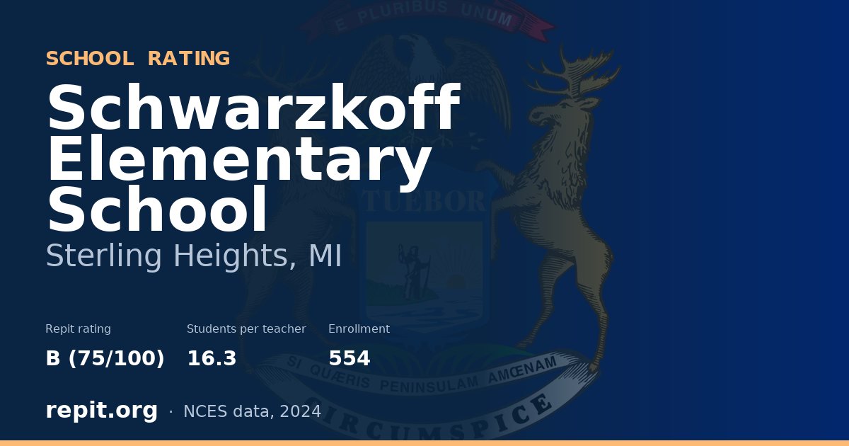 Schwarzkoff Elementary School, Sterling Heights, MI — Repit school rating B (75/100)