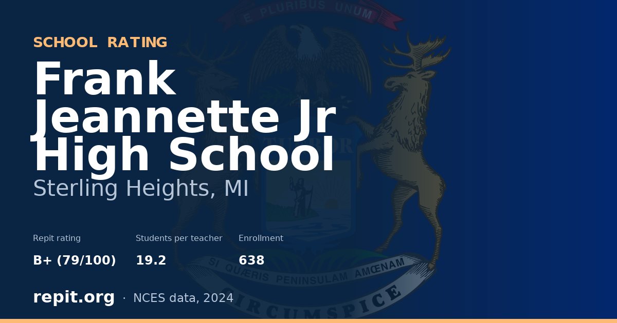 Frank Jeannette Jr High School, Sterling Heights, MI — Repit school rating B+ (79/100)