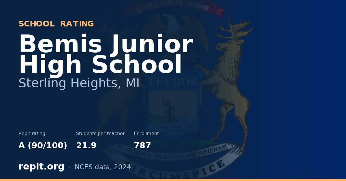 Bemis Junior High School, Sterling Heights, MI — Repit school rating A (90/100)