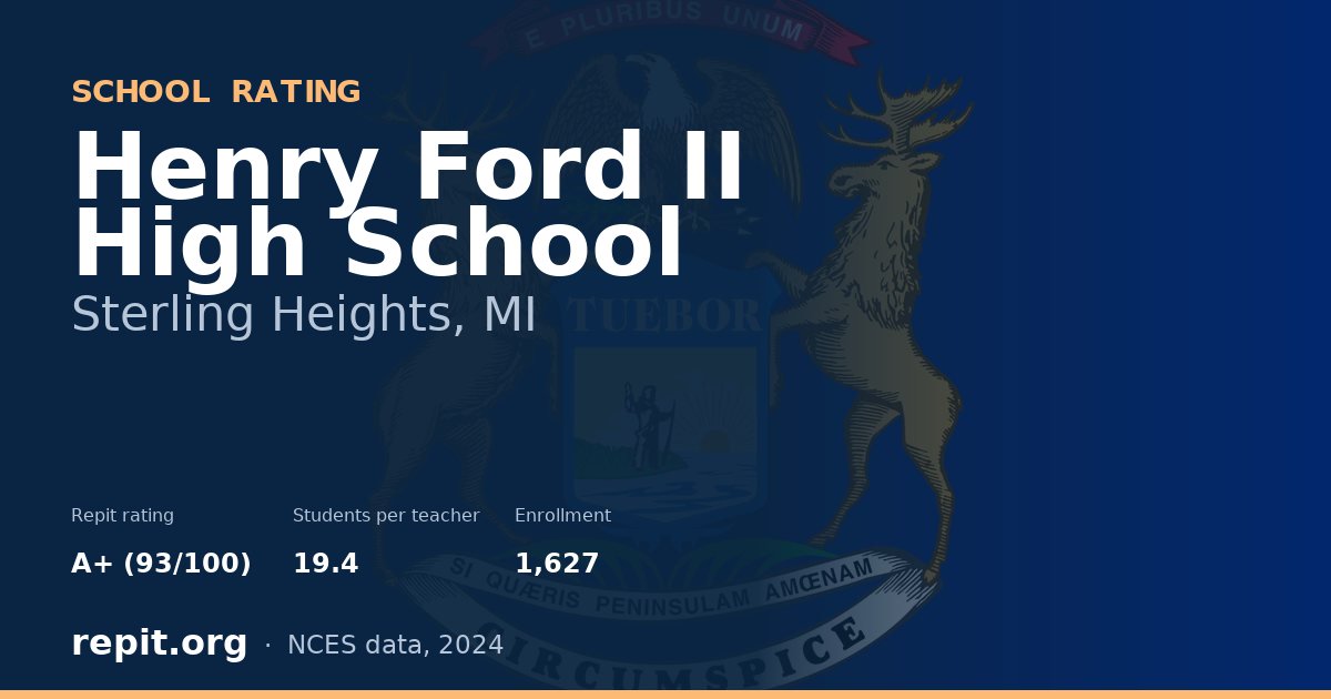 Henry Ford II High School, Sterling Heights, MI — Repit school rating A+ (93/100)