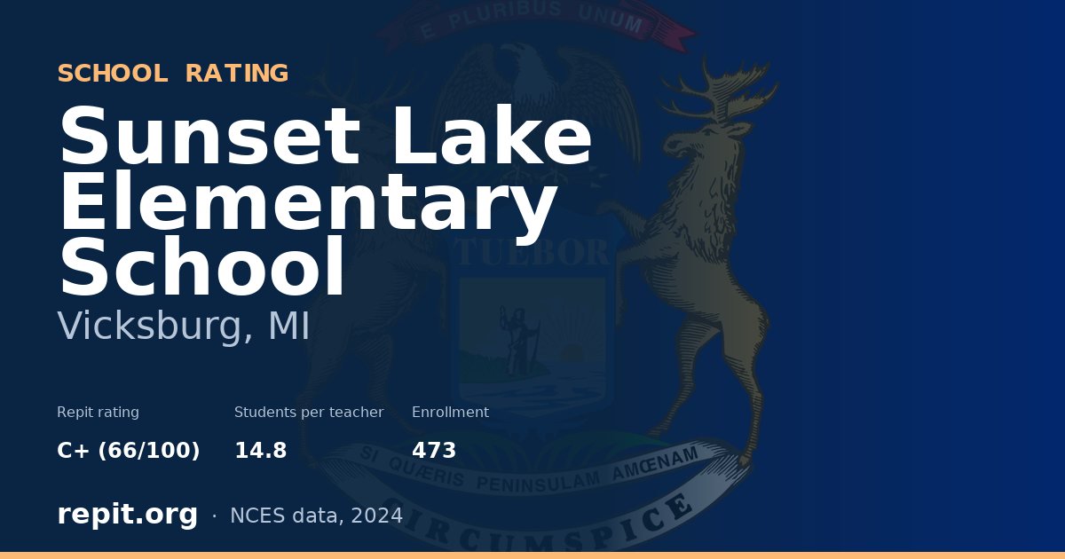 Sunset Lake Elementary School, Vicksburg, MI — Repit school rating C+ (66/100)