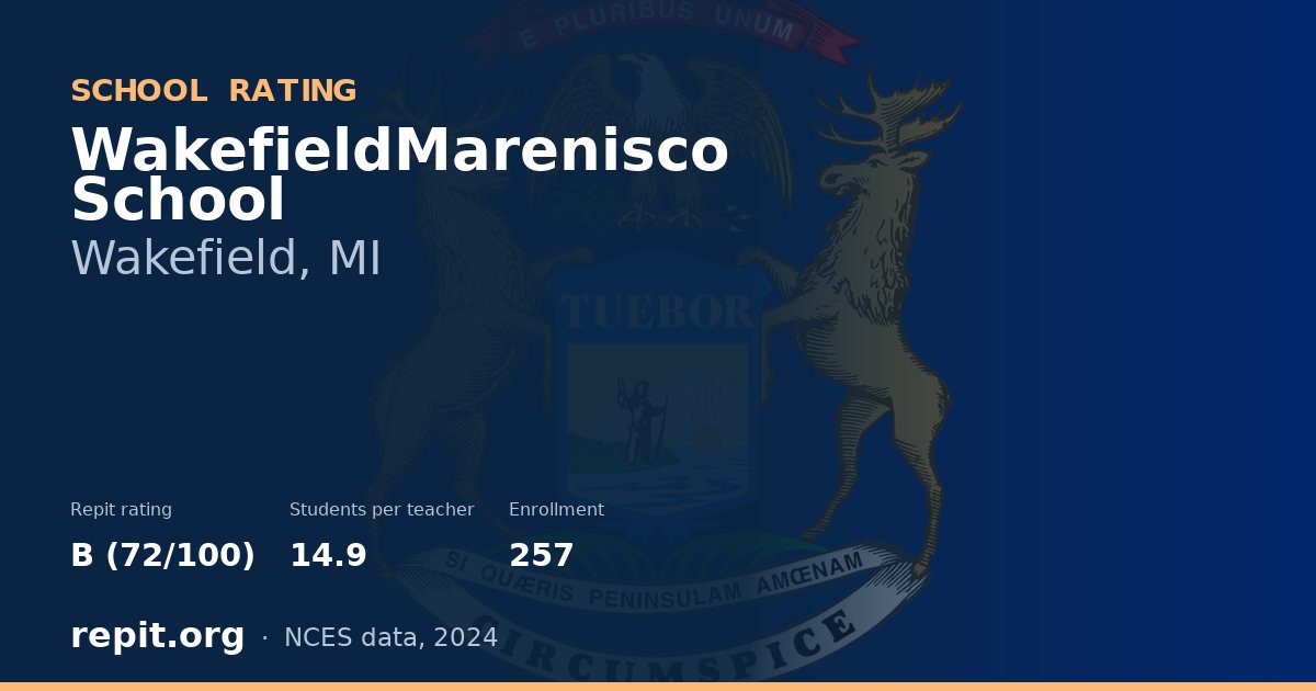 WakefieldMarenisco School, Wakefield, MI — Repit school rating B (72/100)