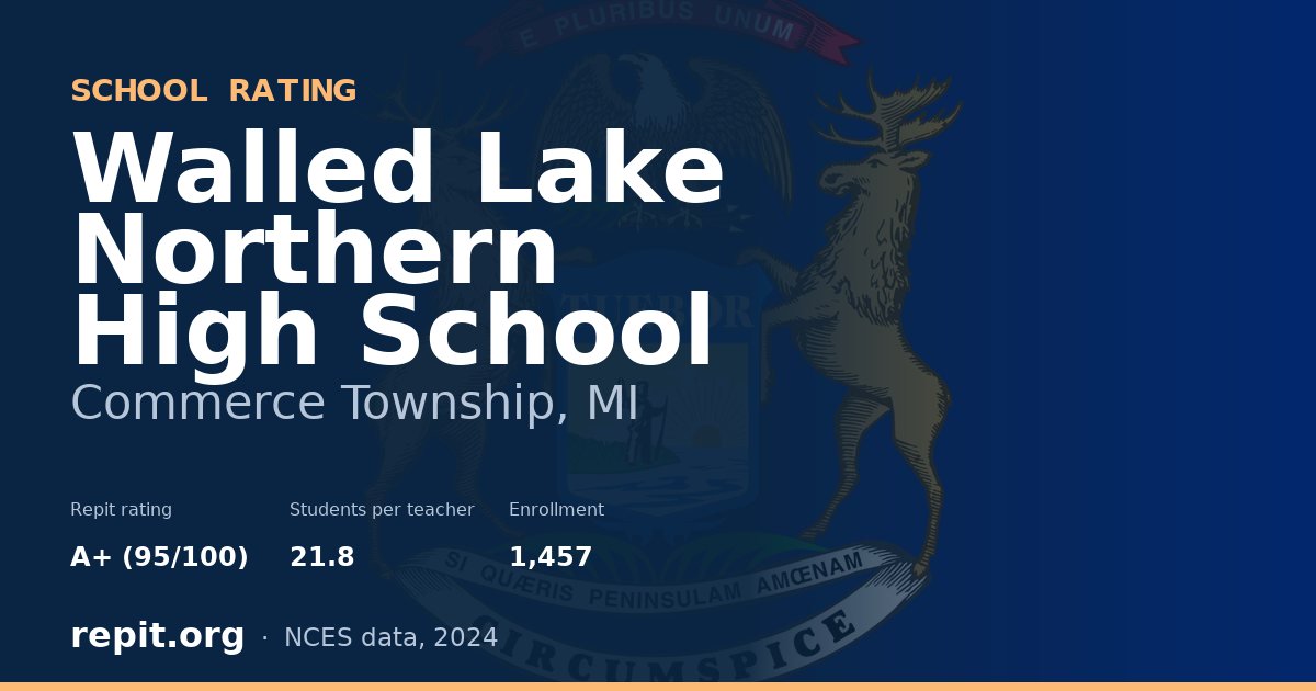 Walled Lake Northern High School, Commerce Township, MI — Repit school rating A+ (95/100)