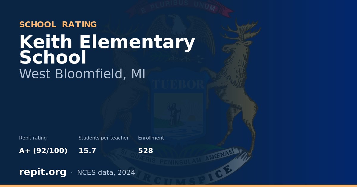 Keith Elementary School, West Bloomfield, MI — Repit school rating A+ (92/100)