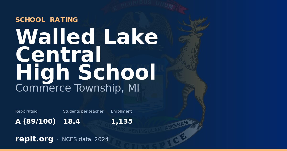 Walled Lake Central High School, Commerce Township, MI — Repit school rating A (89/100)