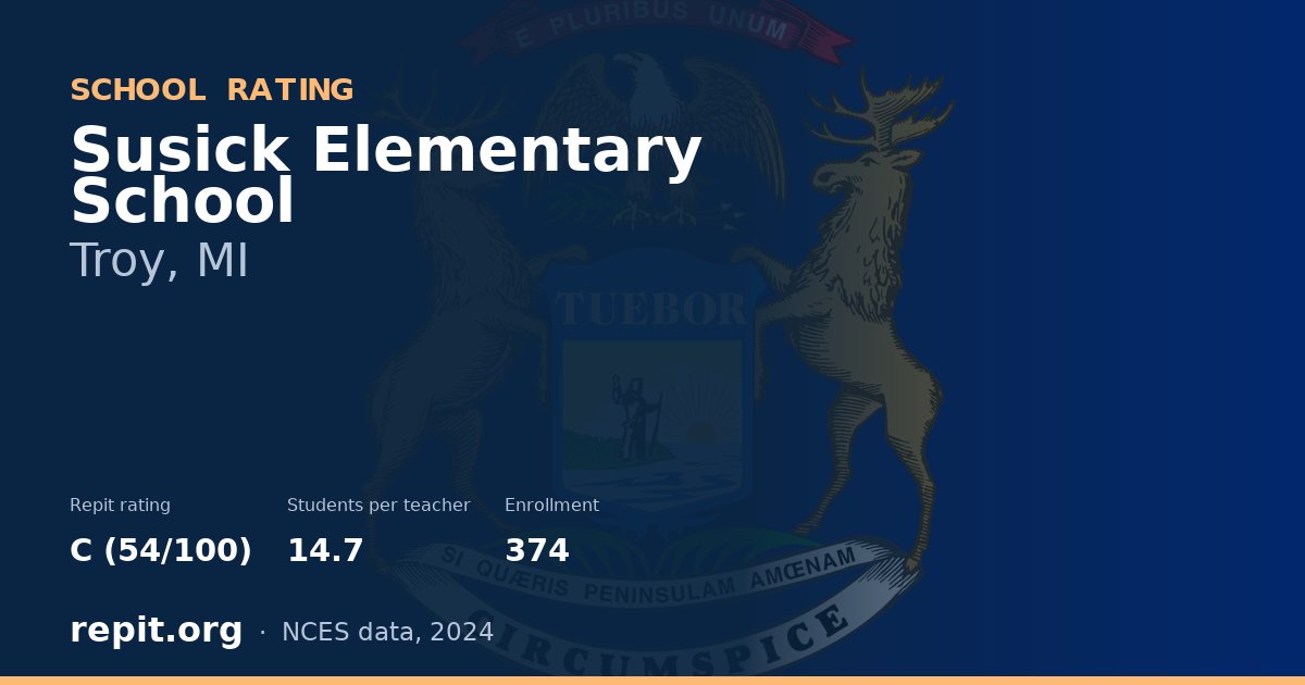 Susick Elementary School, Troy, MI — Repit school rating C (54/100)
