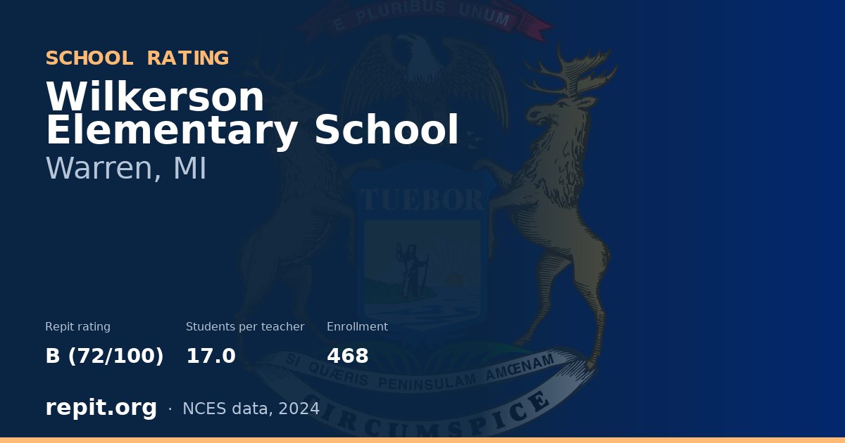 Wilkerson Elementary School, Warren, MI — Repit school rating B (72/100)