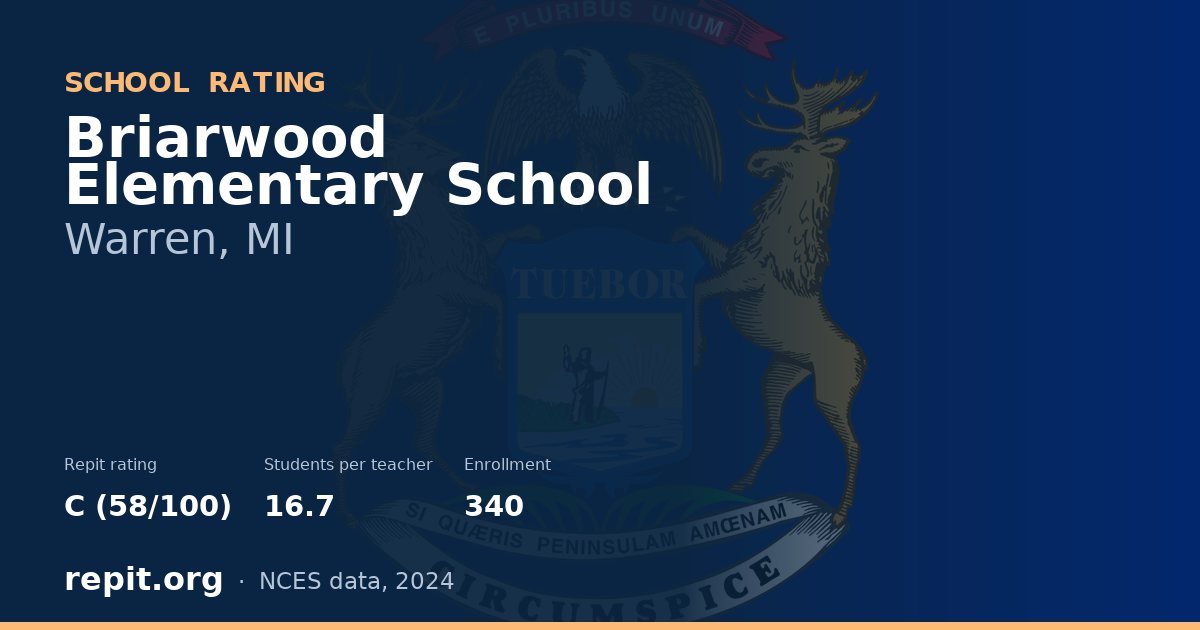 Briarwood Elementary School, Warren, MI — Repit school rating C (58/100)