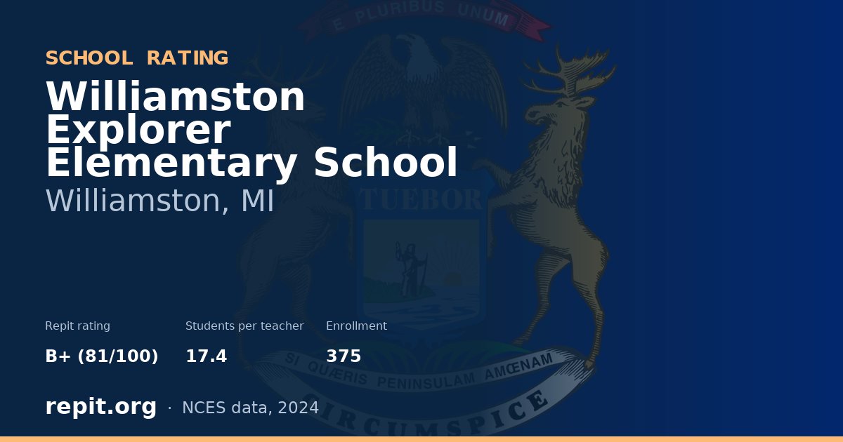Williamston Explorer Elementary School, Williamston, MI — Repit school rating B+ (81/100)